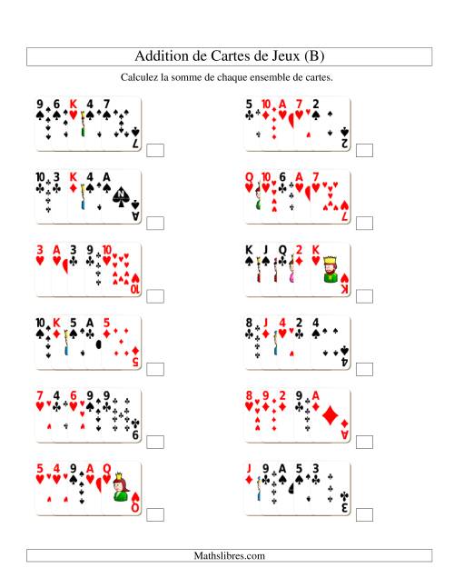 Addition de cinq cartes de jeu (B)