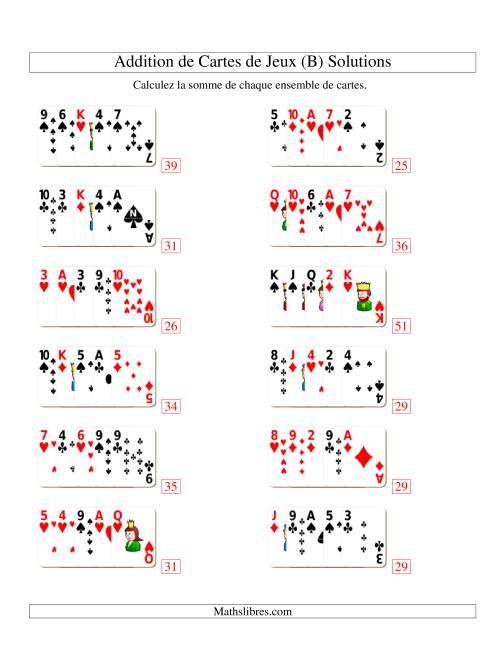Addition de cinq cartes de jeu (B) page 2