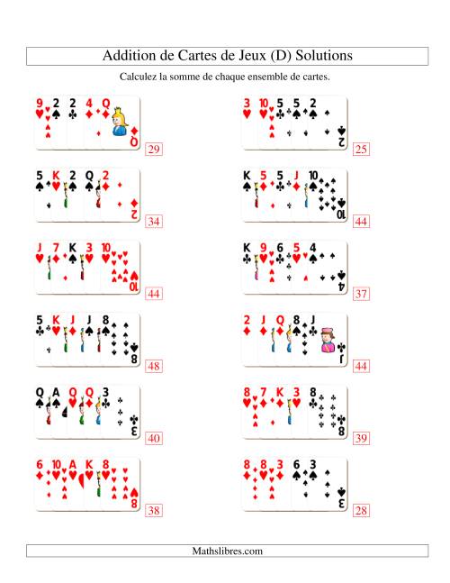 Addition de cinq cartes de jeu (D) page 2