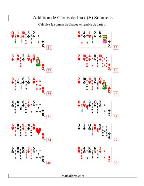 Addition de cinq cartes de jeu (E) page 2