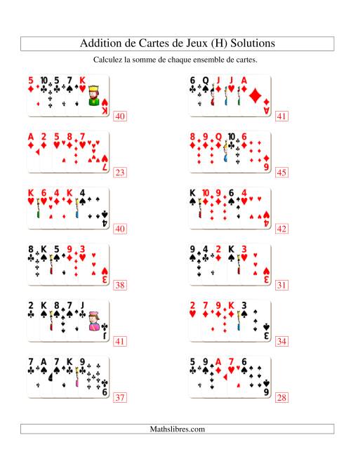 Addition de cinq cartes de jeu (H) page 2