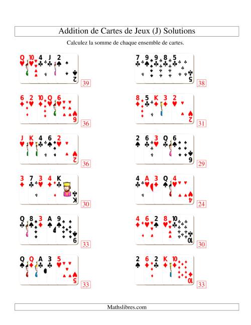 Addition de cinq cartes de jeu (J) page 2