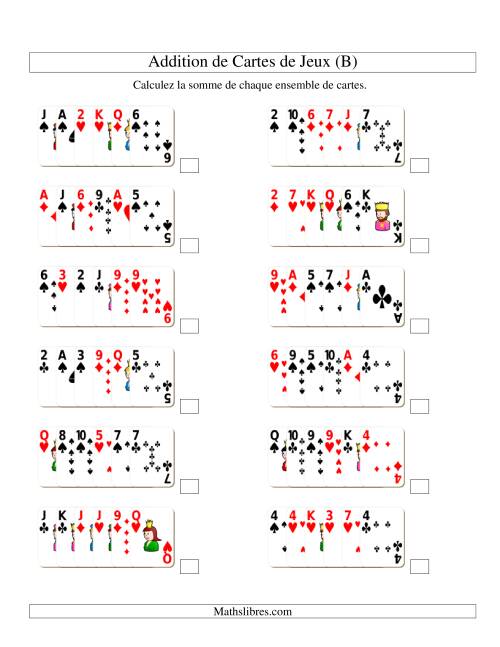 Addition de six cartes de jeu (B)
