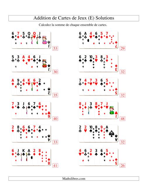 Addition de six cartes de jeu (E) page 2