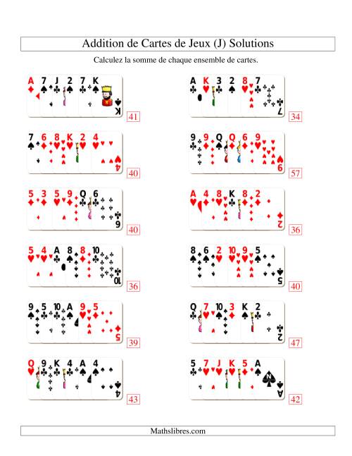 Addition de six cartes de jeu (J) page 2