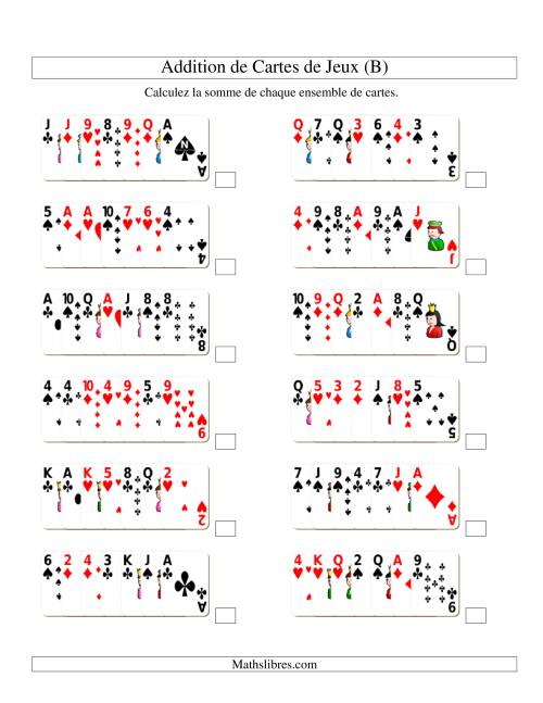 Addition de sept cartes de jeu (B)