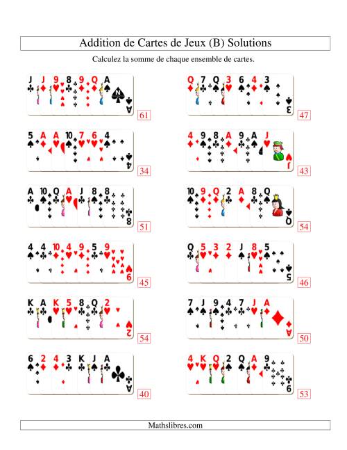 Addition de sept cartes de jeu (B) page 2