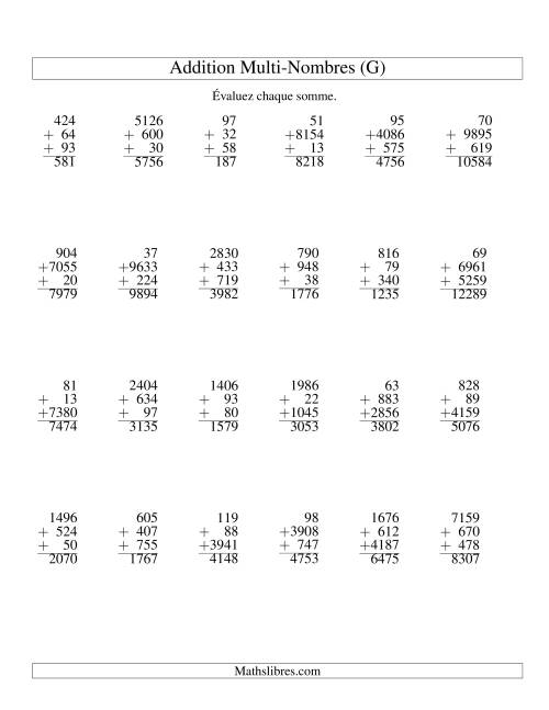 Addition de trois nombres à chiffres variés (G)