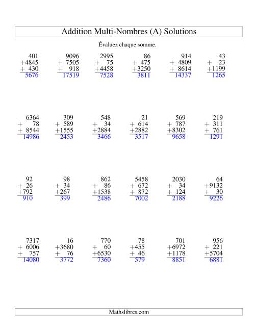 Addition de trois nombres à chiffres variés (Tout) page 2