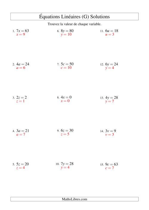 Résolution d'Équations Linéaires -- Forme ax = c (G) page 2