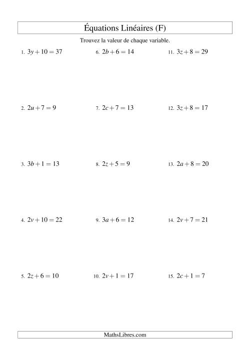 Résolution d'Équations Linéaires -- Forme ax + b = c (F)