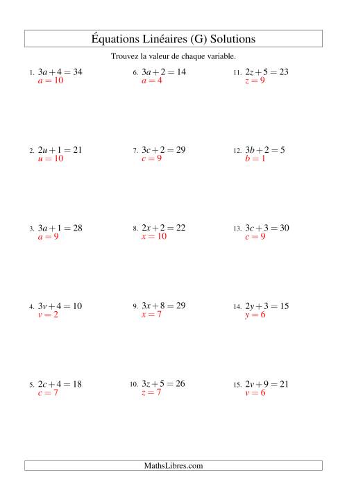 Résolution d'Équations Linéaires -- Forme ax + b = c (G) page 2