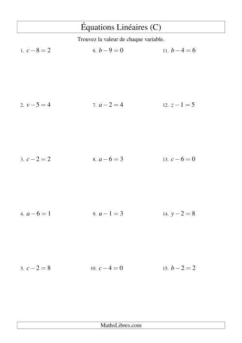 Résolution d'Équations Linéaires -- Forme x - b = c (C)