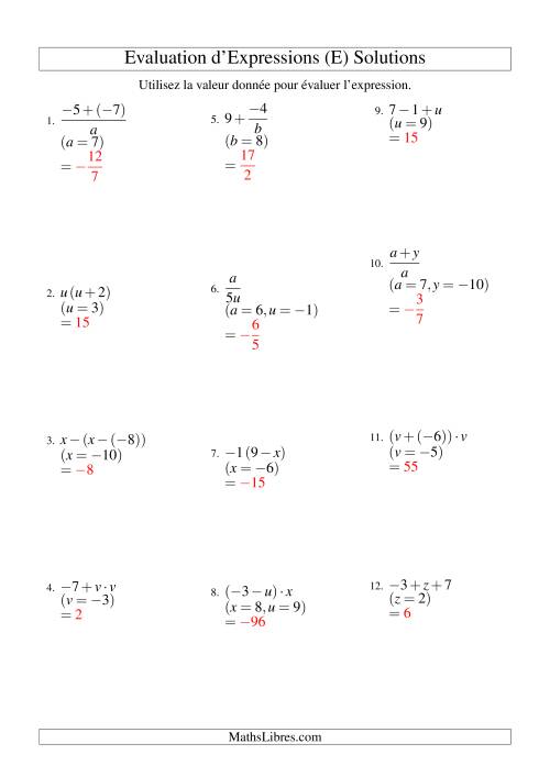 Résolution d'Expressions Algébriques à Deux Étapes avec Deux Variables (E) page 2