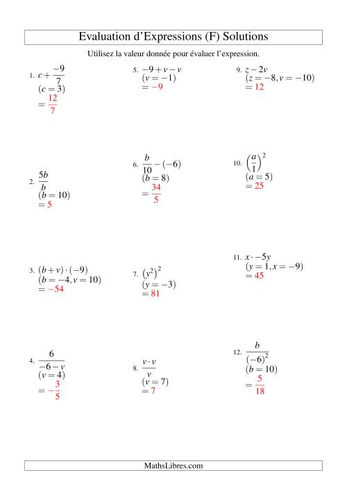 Résolution d'Expressions Algébriques à Deux Étapes avec Deux Variables (F) page 2