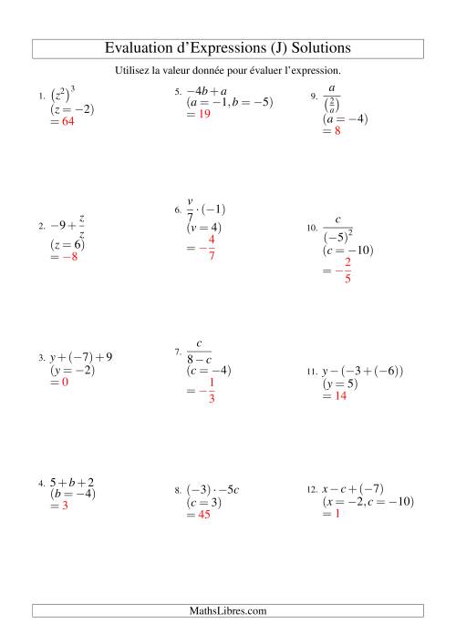 Résolution d'Expressions Algébriques à Deux Étapes avec Deux Variables (J) page 2