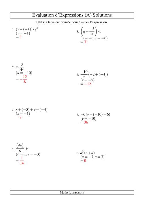 Résolution d'Expressions Algébriques à Trois Étapes avec Deux Variables (Tout) page 2
