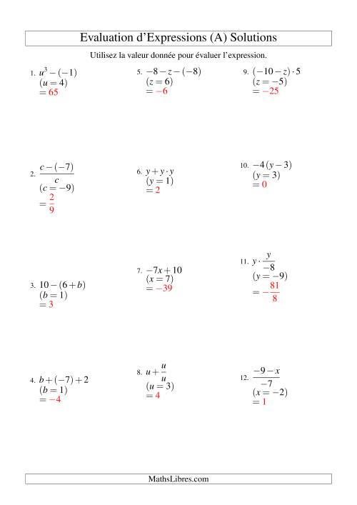 Résolution d'Expressions Algébriques à Deux Étapes avec Une Variable (Tout) page 2