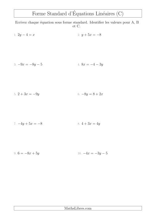 Réécrire des Équations Linéaires Sous Forme Standard (C)