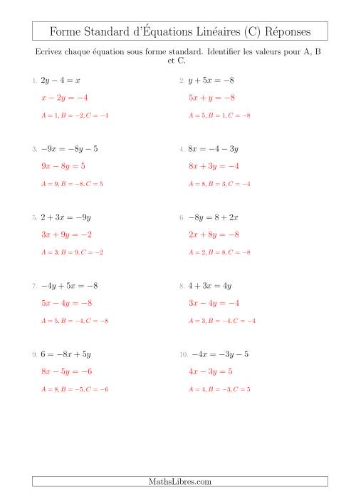 Réécrire des Équations Linéaires Sous Forme Standard (C) page 2
