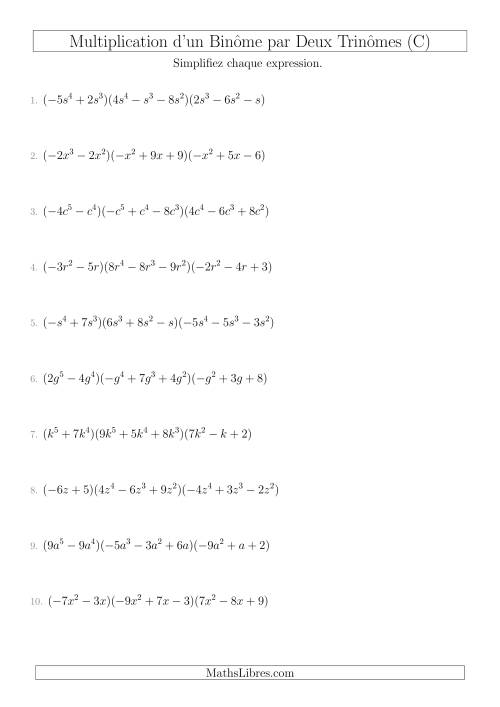 Multiplication d’un Binôme par Deux Trinômes (C)