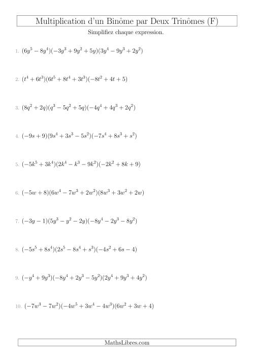 Multiplication d’un Binôme par Deux Trinômes (F)