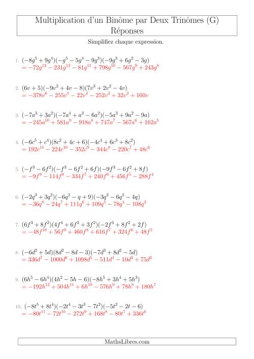 Multiplication d’un Binôme par Deux Trinômes (G) page 2
