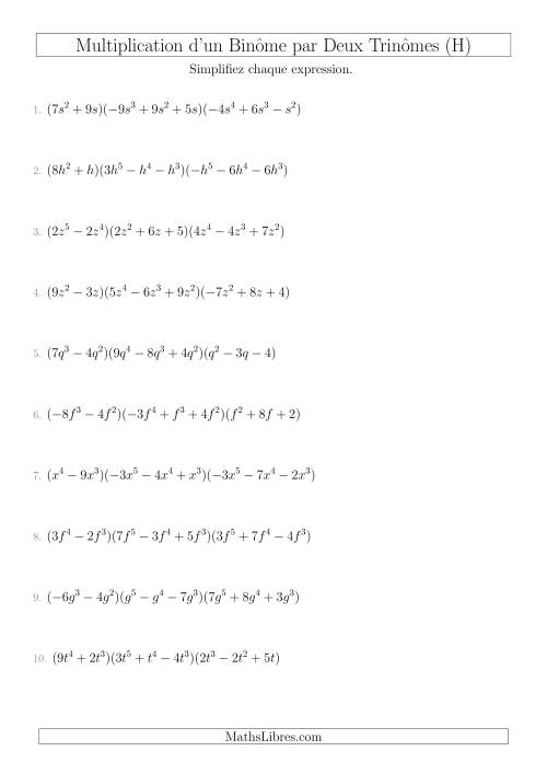 Multiplication d’un Binôme par Deux Trinômes (H)