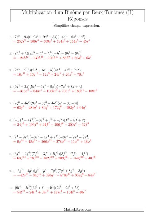 Multiplication d’un Binôme par Deux Trinômes (H) page 2