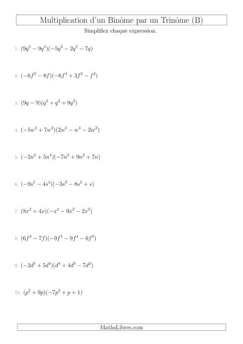 Multiplication d’un Binôme par un Trinôme (B)