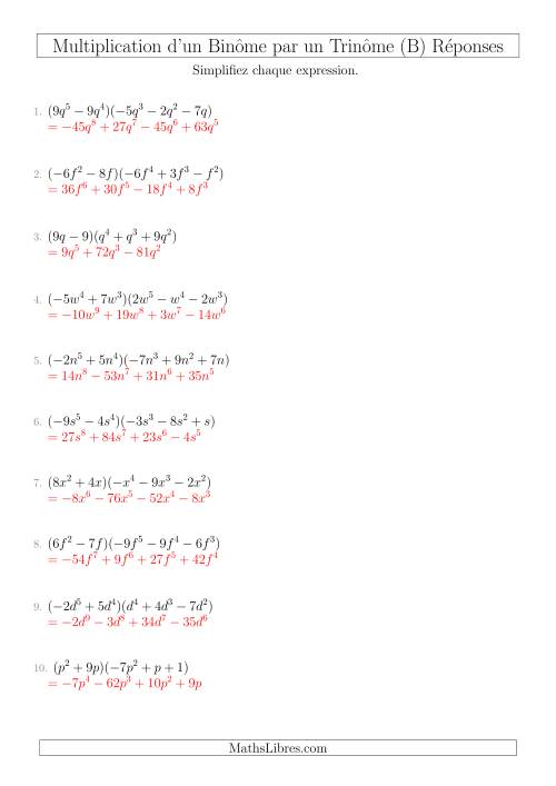 Multiplication d’un Binôme par un Trinôme (B) page 2