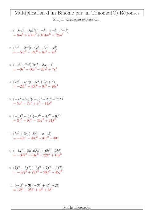 Multiplication d’un Binôme par un Trinôme (C) page 2