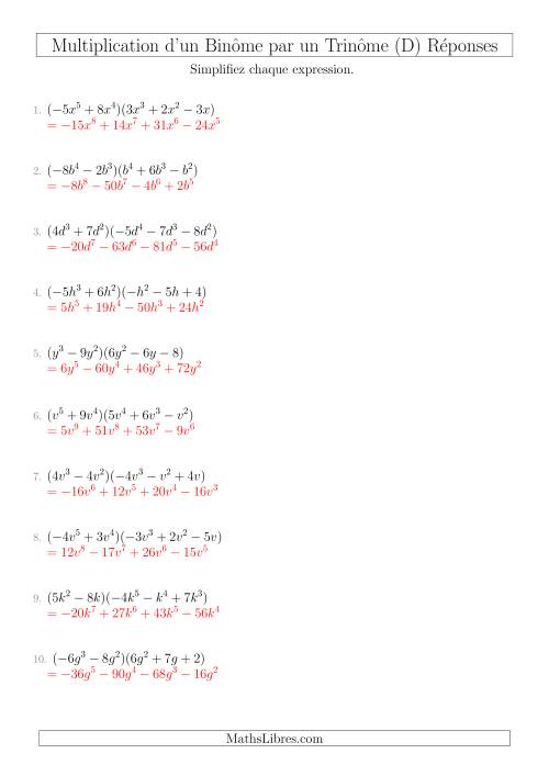 Multiplication d’un Binôme par un Trinôme (D) page 2
