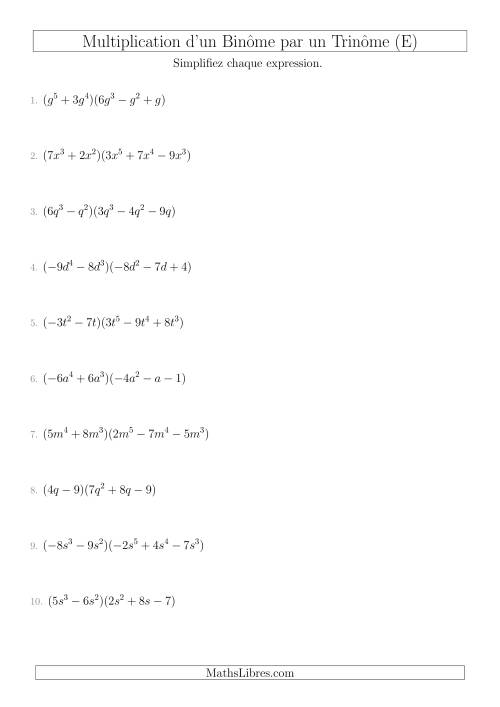 Multiplication d’un Binôme par un Trinôme (E)