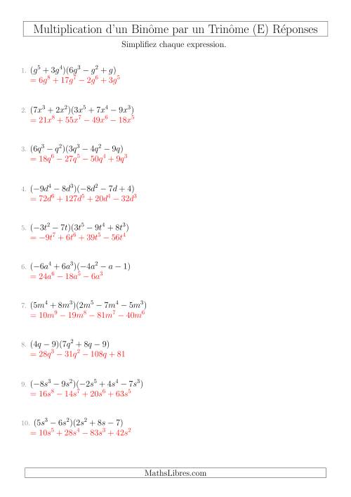 Multiplication d’un Binôme par un Trinôme (E) page 2