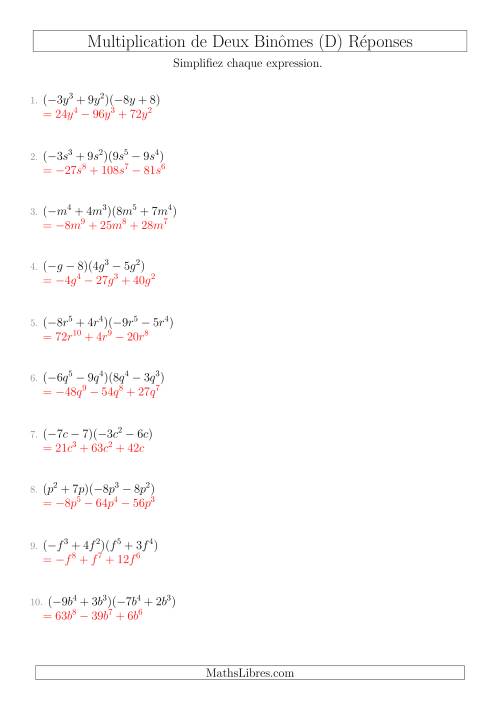 Multiplication de Deux Binômes (D) page 2