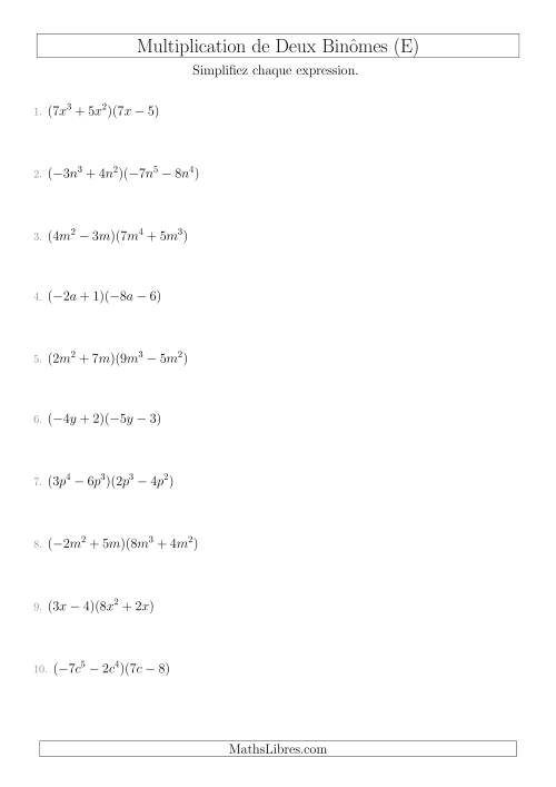 Multiplication de Deux Binômes (E)