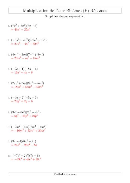 Multiplication de Deux Binômes (E) page 2