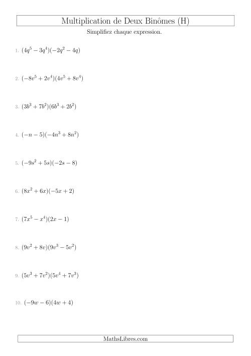 Multiplication de Deux Binômes (H)