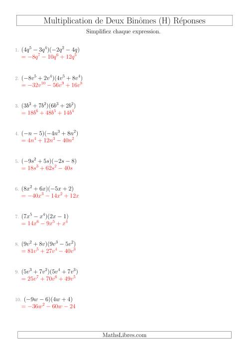 Multiplication de Deux Binômes (H) page 2