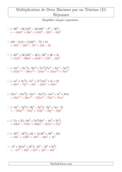 Multiplication de Deux Binômes par un Trinôme (D) page 2