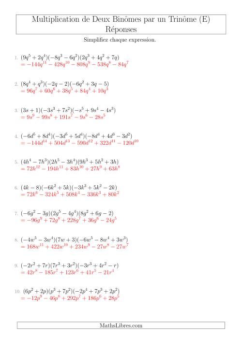 Multiplication de Deux Binômes par un Trinôme (E) page 2