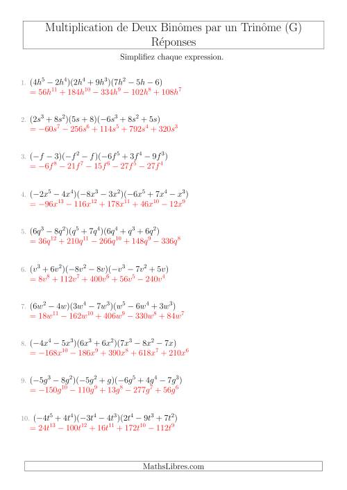 Multiplication de Deux Binômes par un Trinôme (G) page 2