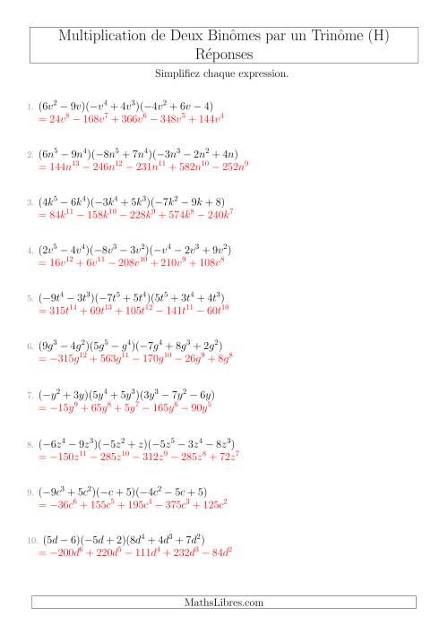 Multiplication de Deux Binômes par un Trinôme (H) page 2
