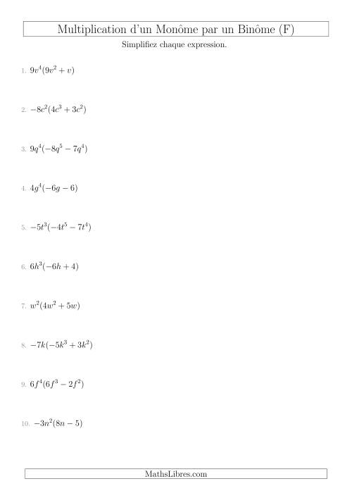 Multiplication d’un Monôme par un Binôme (F)