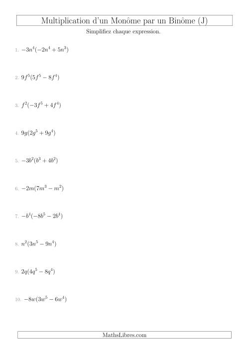 Multiplication d’un Monôme par un Binôme (J)