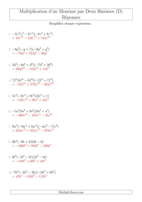 Multiplication d’un Monôme par Deux Binômes (D) page 2