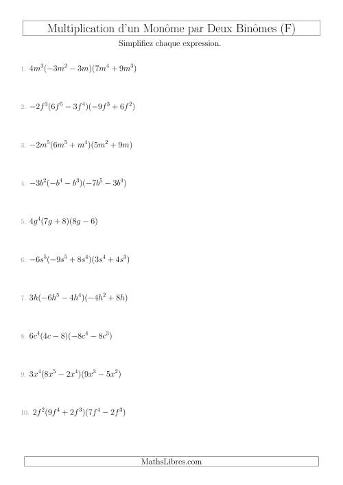 Multiplication d’un Monôme par Deux Binômes (F)