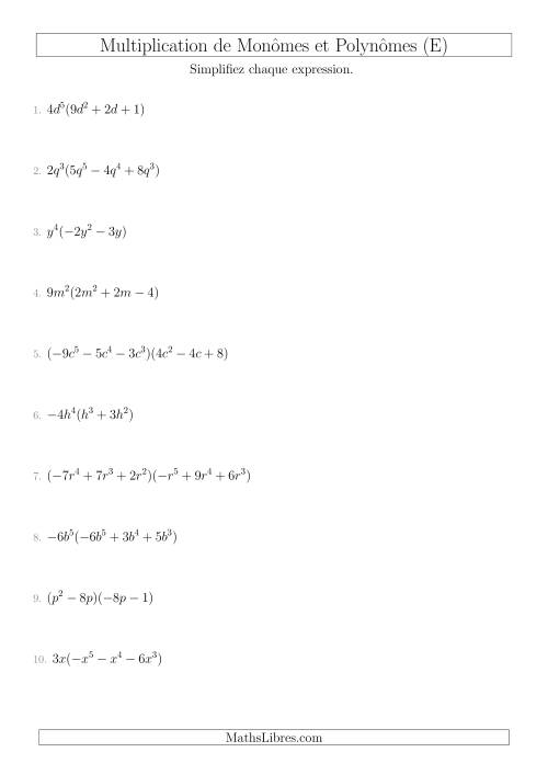 Multiplication de Monômes et Polynômes (Mixtes) (E)