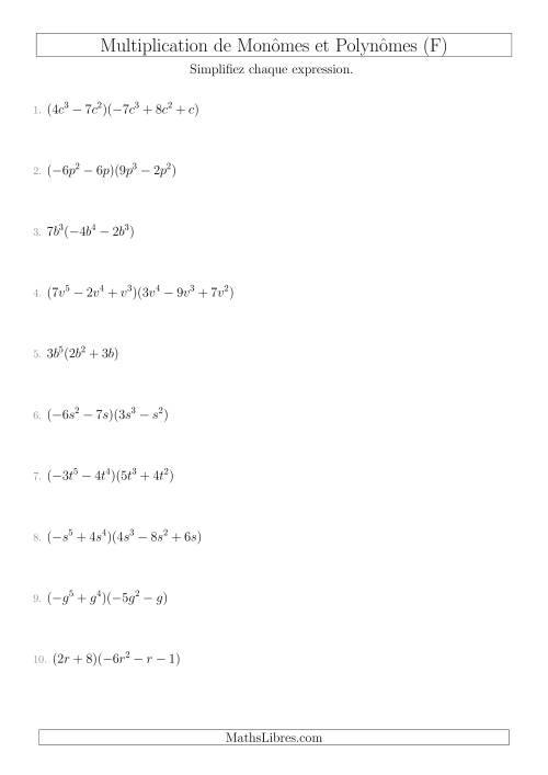 Multiplication de Monômes et Polynômes (Mixtes) (F)